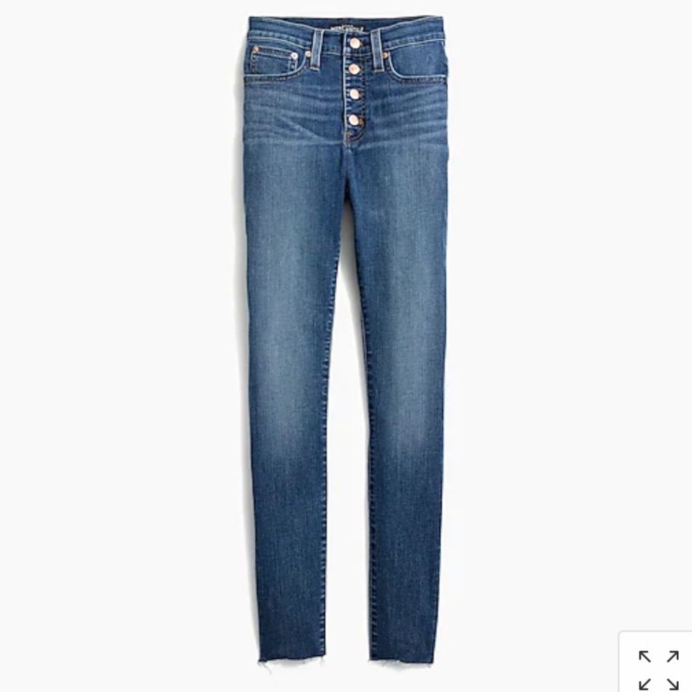 JCrew 10” High Rise Raw Hem Skinny Jean Button Fly
